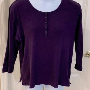 Deep Purple 3/4 Sleeve Henley T-Shirt